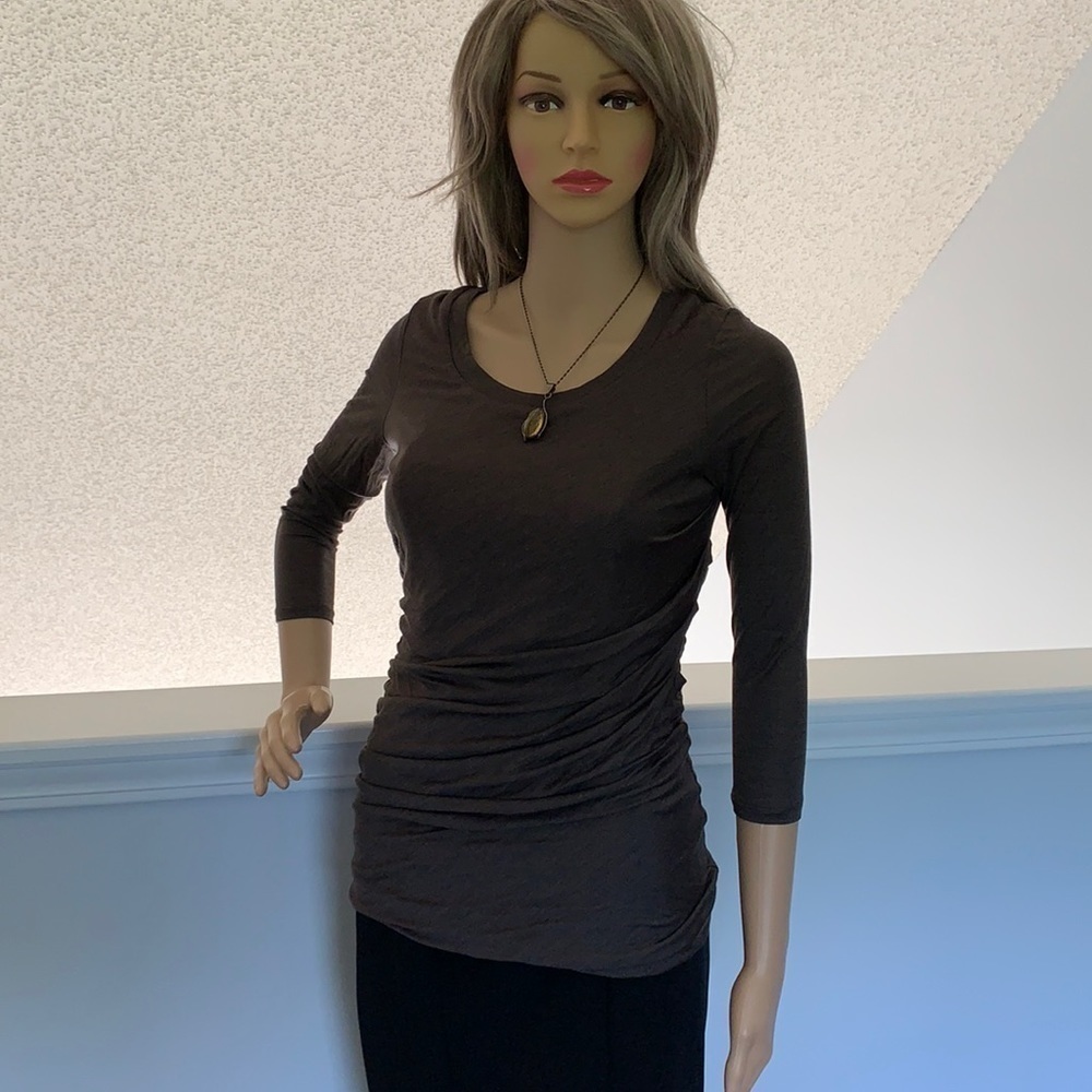 Etcetera Ruched Blouse‎ top brown silk career